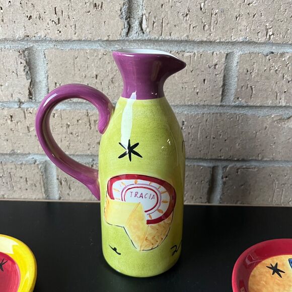 Jennifer Brinley Certified International Cheese/Wine Small Pitcher  Snack Plates - Picture 10 of 16